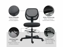 Silla ergonómica de pie, regulable en altura, con reposapiés, color , (59x61x93-113 cm) ###