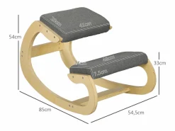 Silla ergonómica de rodillas con función de inclinación, madera, (54,5x85x54 cm)