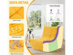 DripeX Silla extraze en tela de oruga amarilla - asiento profundo de 62 cm - 80x85x84cm