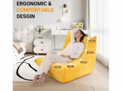 DripeX Silla extraze en tela de oruga amarilla - asiento profundo de 62 cm - 80x85x84cm