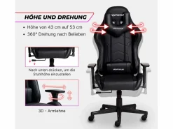 Clearance MAXPODIUM Silla gamer ergonómica, ajustable en altura, soporta 150 kg – Tactical, Negra Negro