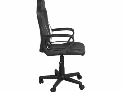 Kayelles Silla gamer junior, altura ajustable, asiento de cuero sintético bicolor, giratoria 360°, reposabrazos acolchados, ruedas WAN (negro blanco)