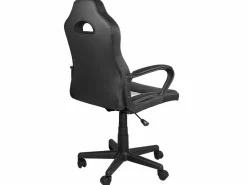 Kayelles Silla gamer junior, altura ajustable, asiento de cuero sintético bicolor, giratoria 360°, reposabrazos acolchados, ruedas WAN (negro blanco)