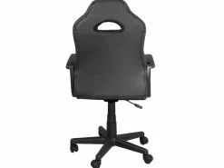 Kayelles Silla gamer junior, altura ajustable, asiento de cuero sintético bicolor, giratoria 360°, reposabrazos acolchados, ruedas WAN (negro blanco)
