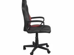 Online Kayelles Silla gamer junior, altura ajustable, asiento de cuero sintético bicolor, giratoria 360°, reposabrazos acolchados, ruedas WAN (negro rojo) Negro / Rojo