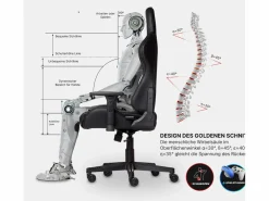 MAXPODIUM Silla gamer premium con sistema de masaje, soporta 150 kg – Tactical SMI, Negra