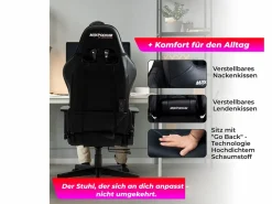 MAXPODIUM Silla gamer premium con sistema de masaje, soporta 150 kg – Tactical SMI, Negra