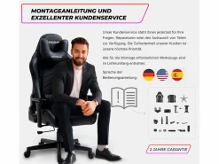 MAXPODIUM Silla gamer premium con sistema de masaje, soporta 150 kg – Tactical SMI, Negra