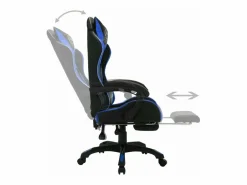 New Silla gaming con luces LED RGB cuero sintético azul y negro Silla Gaming