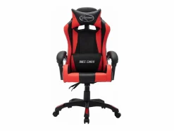 Clicnbuy Silla gaming con luces LED RGB cuero sintético rojo y negro