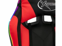 Clicnbuy Silla gaming con luces LED RGB cuero sintético rojo y negro