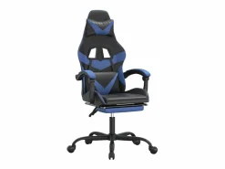Clicnbuy Silla gaming con reposapiés cuero sintético azul