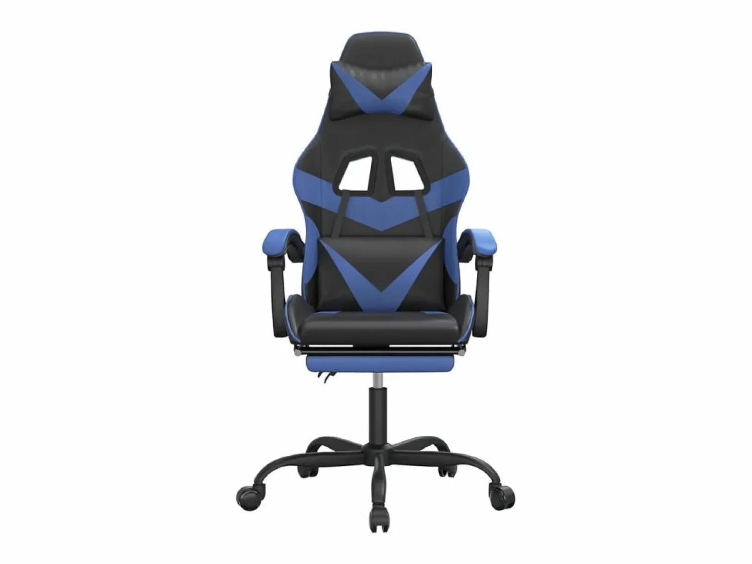 Clicnbuy Silla gaming con reposapiés cuero sintético azul