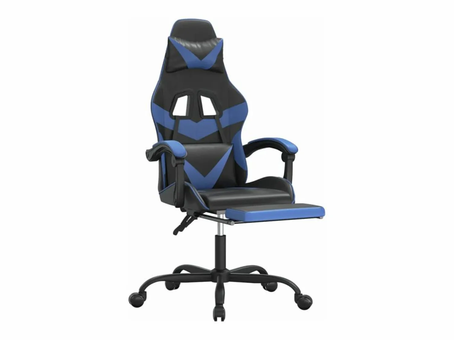 Clicnbuy Silla gaming con reposapiés cuero sintético azul