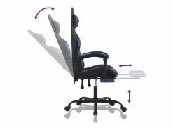 Clicnbuy Silla gaming con reposapiés cuero sintético azul