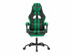 Silla gaming con reposapiés cuero sintético verde Silla Gaming