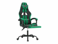 Silla gaming con reposapiés cuero sintético verde Silla Gaming