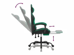 Silla gaming con reposapiés cuero sintético verde Silla Gaming