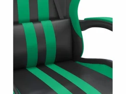 Silla gaming con reposapiés cuero sintético verde Silla Gaming