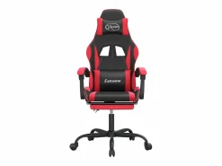 Clicnbuy Silla gaming con reposapiés cuero sintético rojo Negro