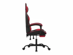 Clicnbuy Silla gaming con reposapiés cuero sintético rojo Negro
