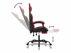 Clicnbuy Silla gaming con reposapiés cuero sintético rojo Negro