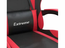 Clicnbuy Silla gaming con reposapiés cuero sintético rojo Negro