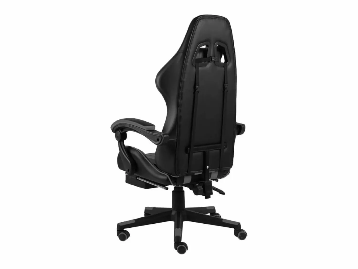 Clearance Silla gaming con reposapiés cuero sintético negro y Silla Gaming