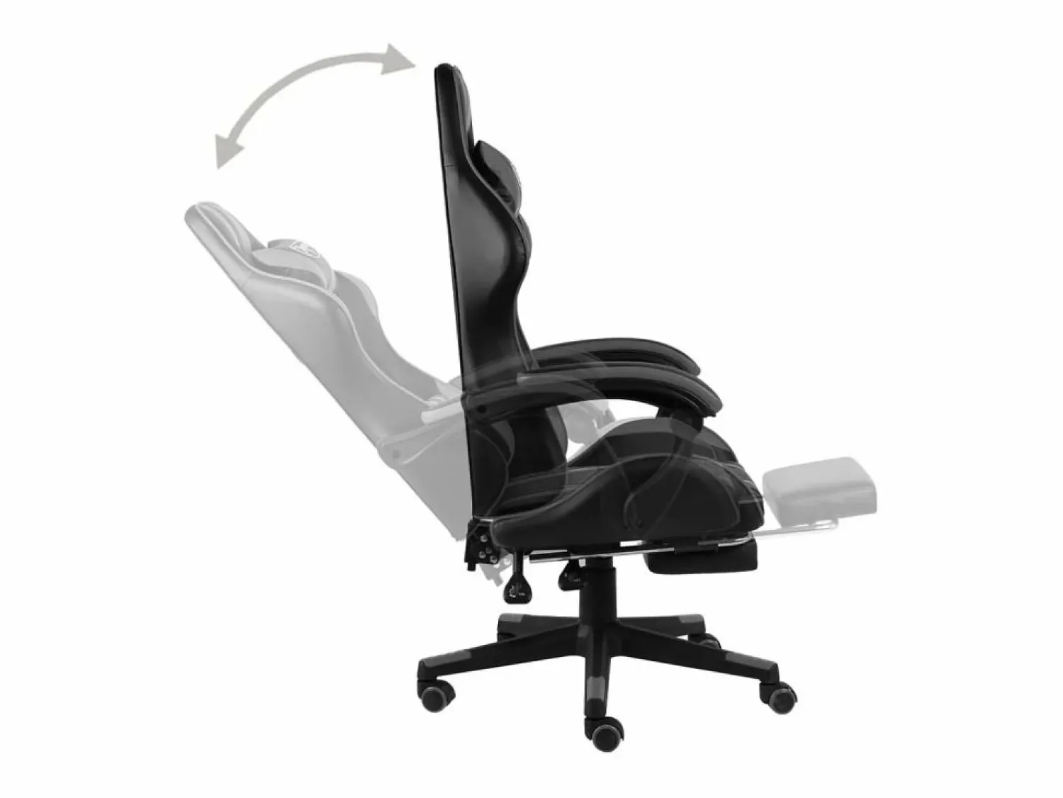 Clearance Silla gaming con reposapiés cuero sintético negro y Silla Gaming