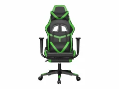 Silla gaming con reposapiés cuero sintético verde Silla Gaming