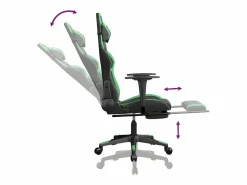 Silla gaming con reposapiés cuero sintético verde Silla Gaming