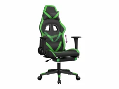 Silla gaming con reposapiés cuero sintético verde Silla Gaming