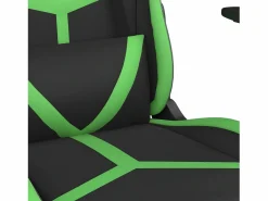 Silla gaming con reposapiés cuero sintético verde Silla Gaming