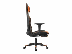 Discount Silla gaming con reposapiés cuero sintético naranja Silla Gaming