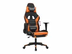 Discount Silla gaming con reposapiés cuero sintético naranja Silla Gaming