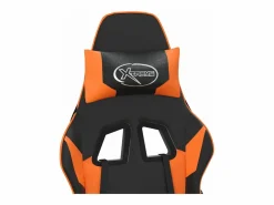 Discount Silla gaming con reposapiés cuero sintético naranja Silla Gaming