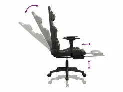 New Clicnbuy Silla gaming con reposapiés cuero sintético camuflaje Negro