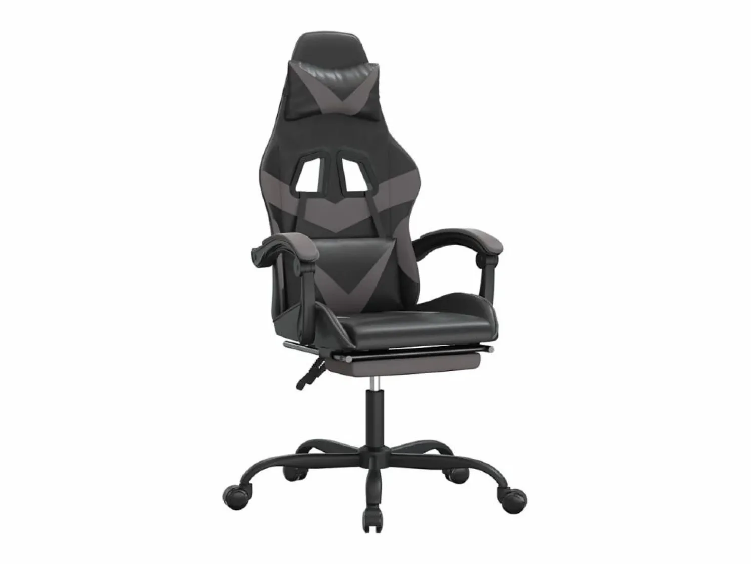 vidaxl Silla gaming con reposapiés cuero sintético negro