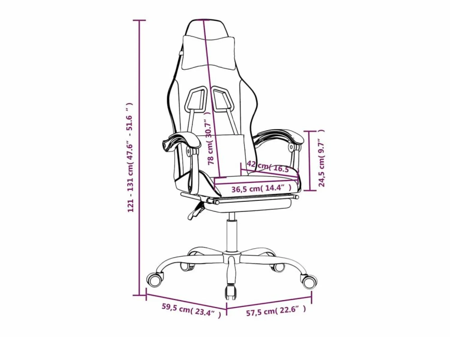 vidaxl Silla gaming con reposapiés cuero sintético negro