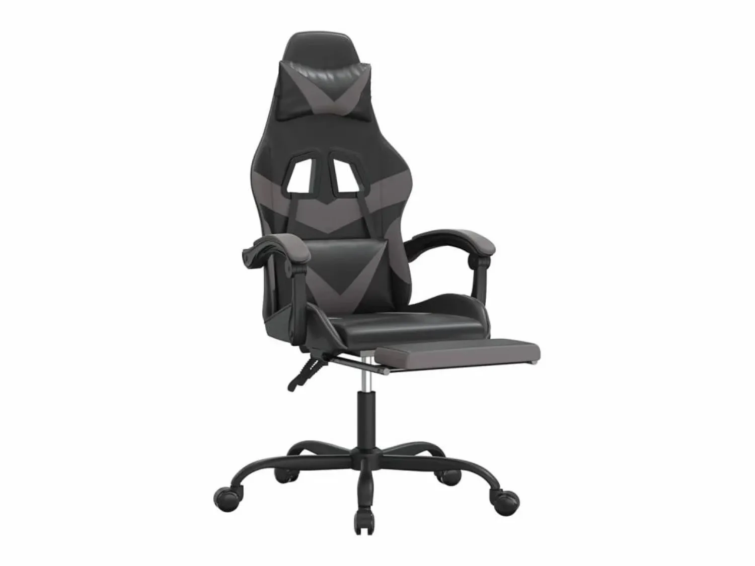 vidaxl Silla gaming con reposapiés cuero sintético negro