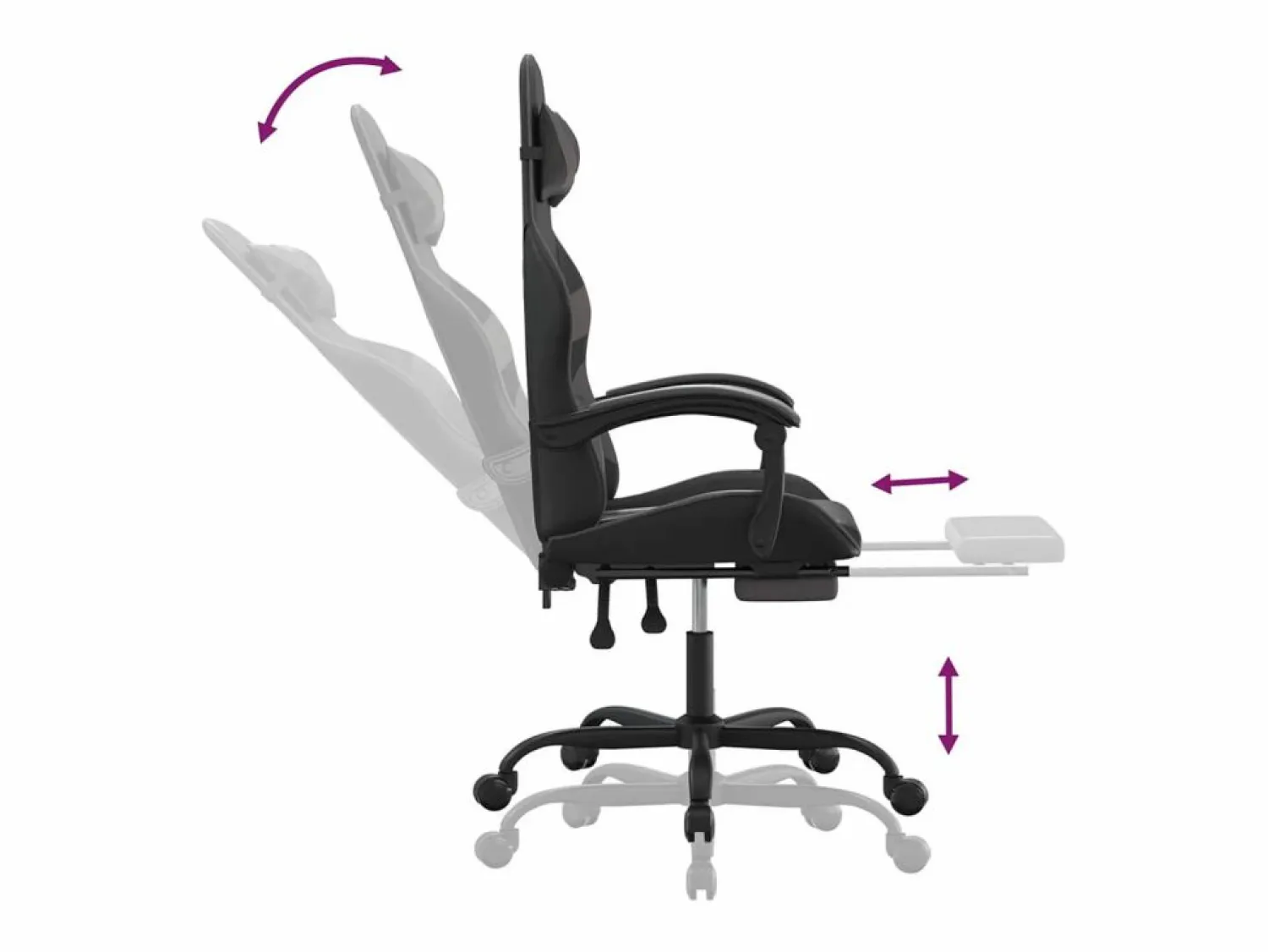 vidaxl Silla gaming con reposapiés cuero sintético negro