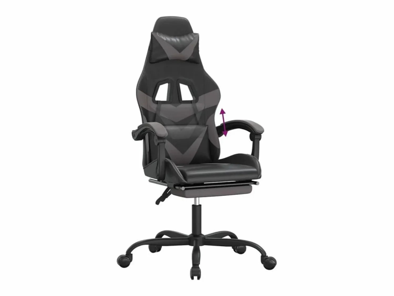 vidaxl Silla gaming con reposapiés cuero sintético negro