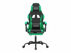 Clearance Silla gaming con reposapiés cuero sintético verde Silla Gaming