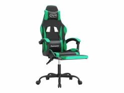 Clearance Silla gaming con reposapiés cuero sintético verde Silla Gaming