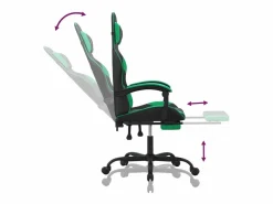 Clearance Silla gaming con reposapiés cuero sintético verde Silla Gaming