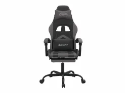 Clearance Silla gaming con reposapiés cuero sintético gris Silla Gaming