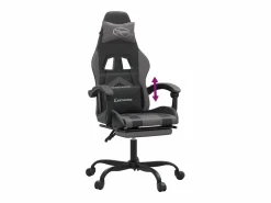 Clearance Silla gaming con reposapiés cuero sintético gris Silla Gaming