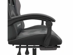 Clearance Silla gaming con reposapiés cuero sintético gris Silla Gaming
