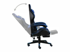 Outlet vidaxl Silla gaming con reposapiés cuero sintético negro y Azul