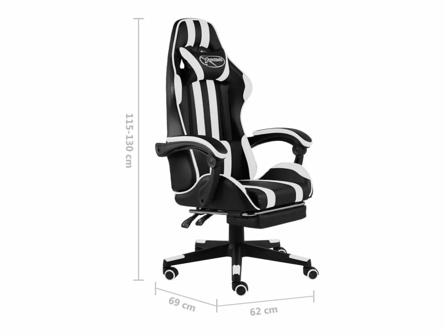 New Clicnbuy Silla gaming con reposapiés cuero sintético negro y Blanco